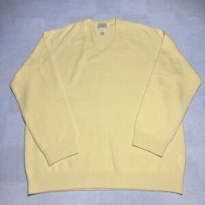 LL‎ Bean Lambs Wool Solid Yellow Pullover Sweater Men's Size XL Tall